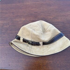 Vintage Coach Tan Bucket Hat with Brown Trim
